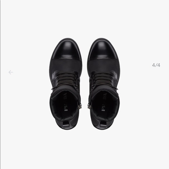 NEW IN BOX PRADA Brushed leather and nylon laced booties Sz 37.5 - Picture 2 of 12